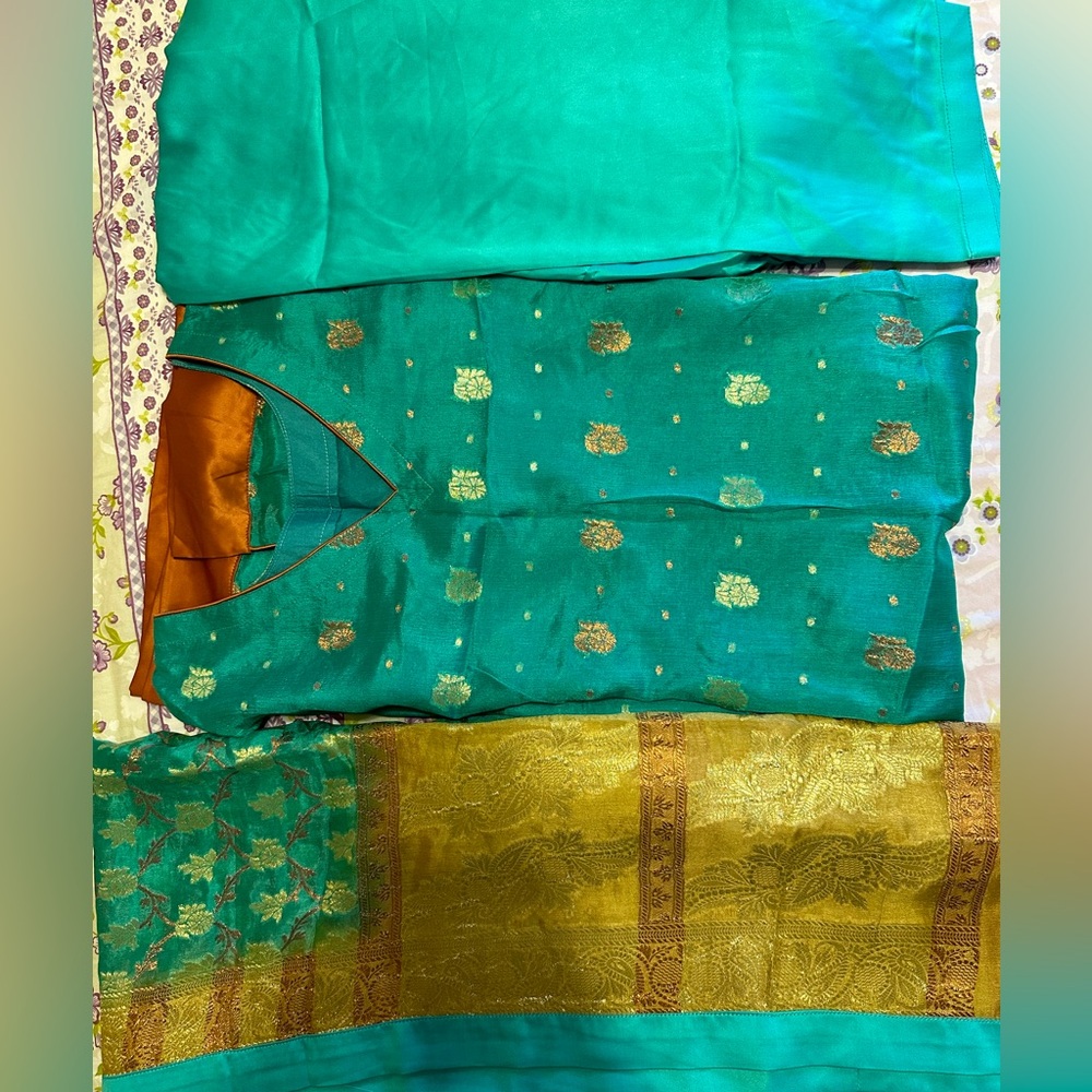 Turquoise banarsi 3pc shirt/dress